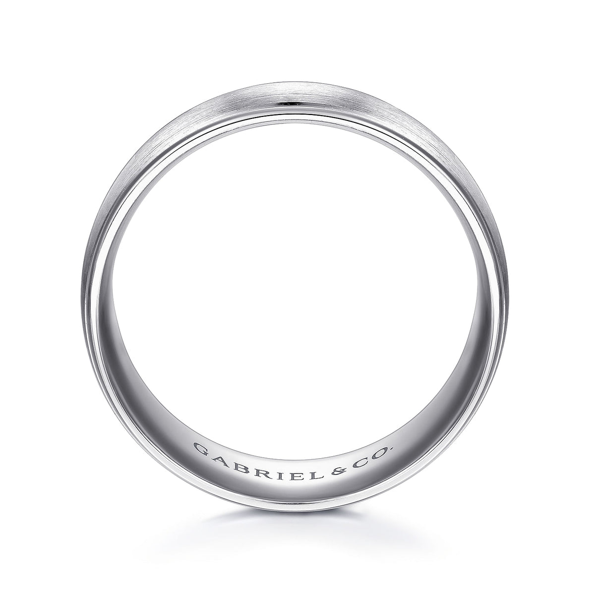 14K White Gold 8mm - Men&#39;s Wedding Band in Satin Finish