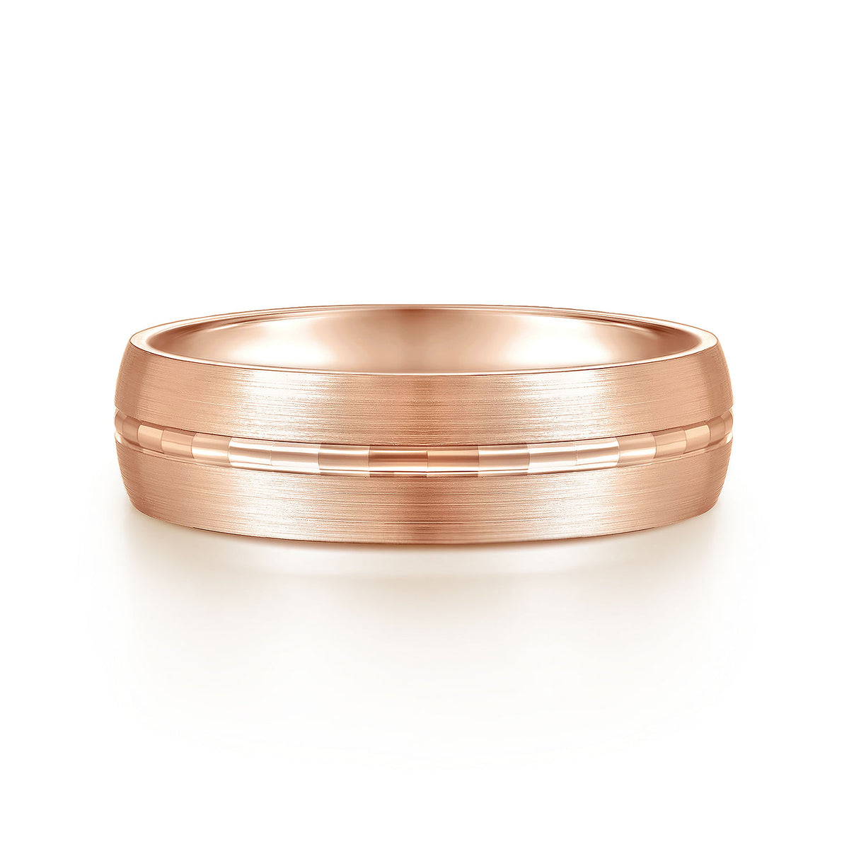 14K Rose Gold 6mm - Men&#39;s Wedding Band in Satin Finish