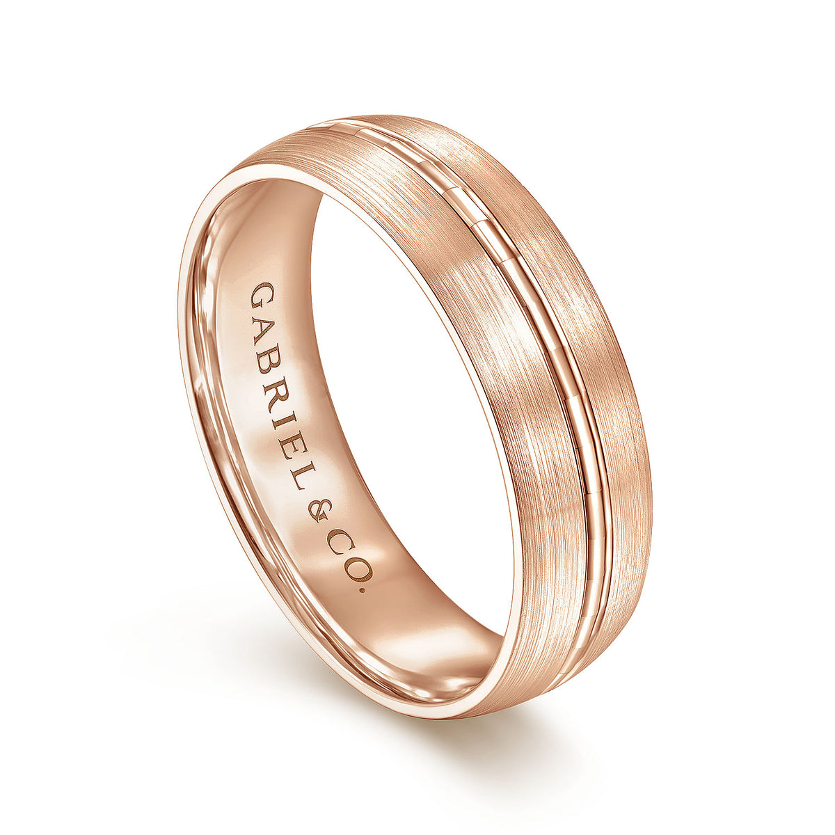 14K Rose Gold 6mm - Men&#39;s Wedding Band in Satin Finish