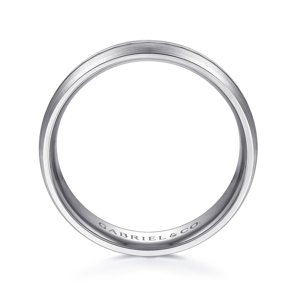 14K White Gold 6mm - Men&#39;s Wedding Band in Satin Finish