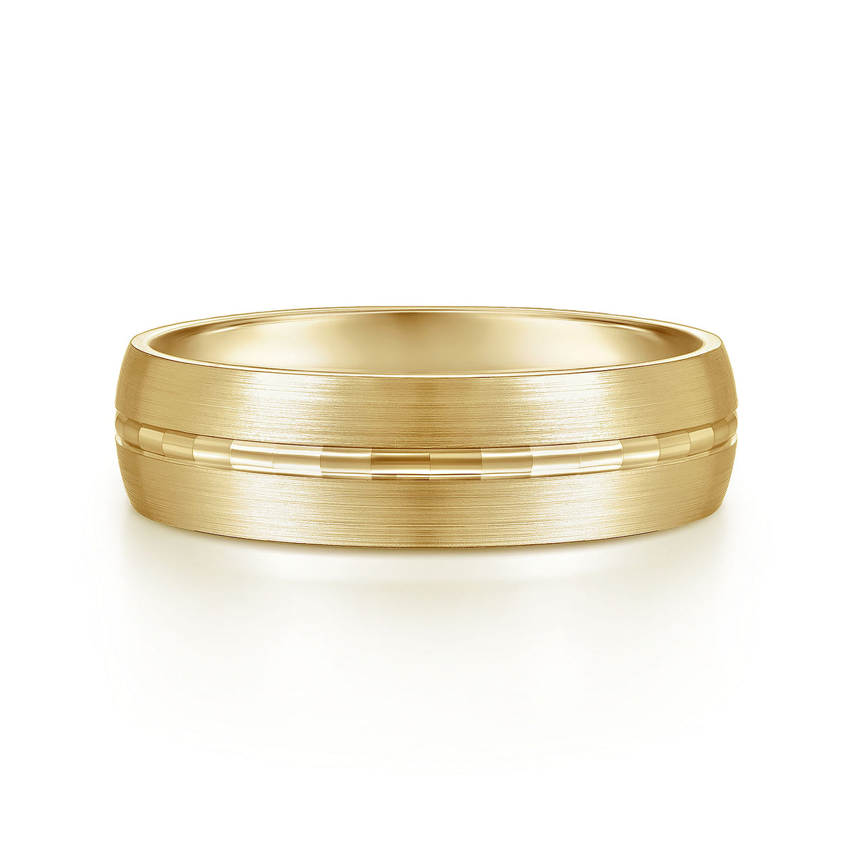 14K Yellow Gold 6mm - Men&#39;s Wedding Band in Satin Finish