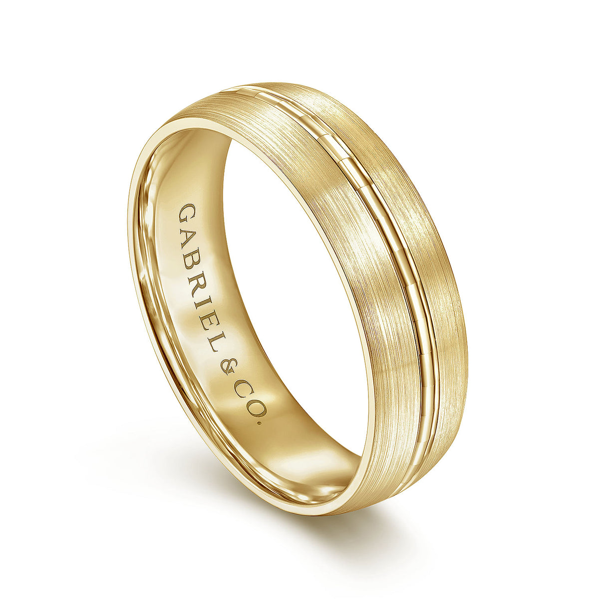 14K Yellow Gold 6mm - Men&#39;s Wedding Band in Satin Finish