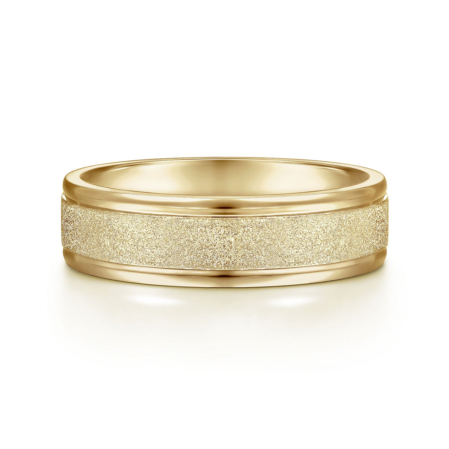 14K Yellow Gold 6mm - Men's Wedding Band in Sand Blast Finish