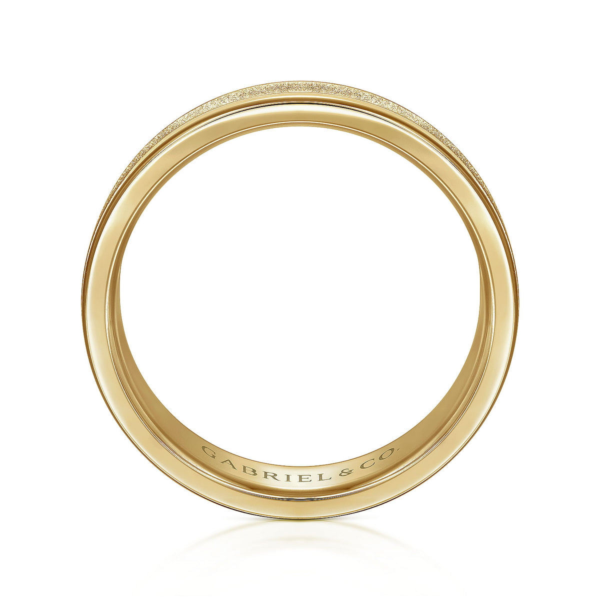 14K Yellow Gold 6mm - Men&#39;s Wedding Band in Sand Blast Finish