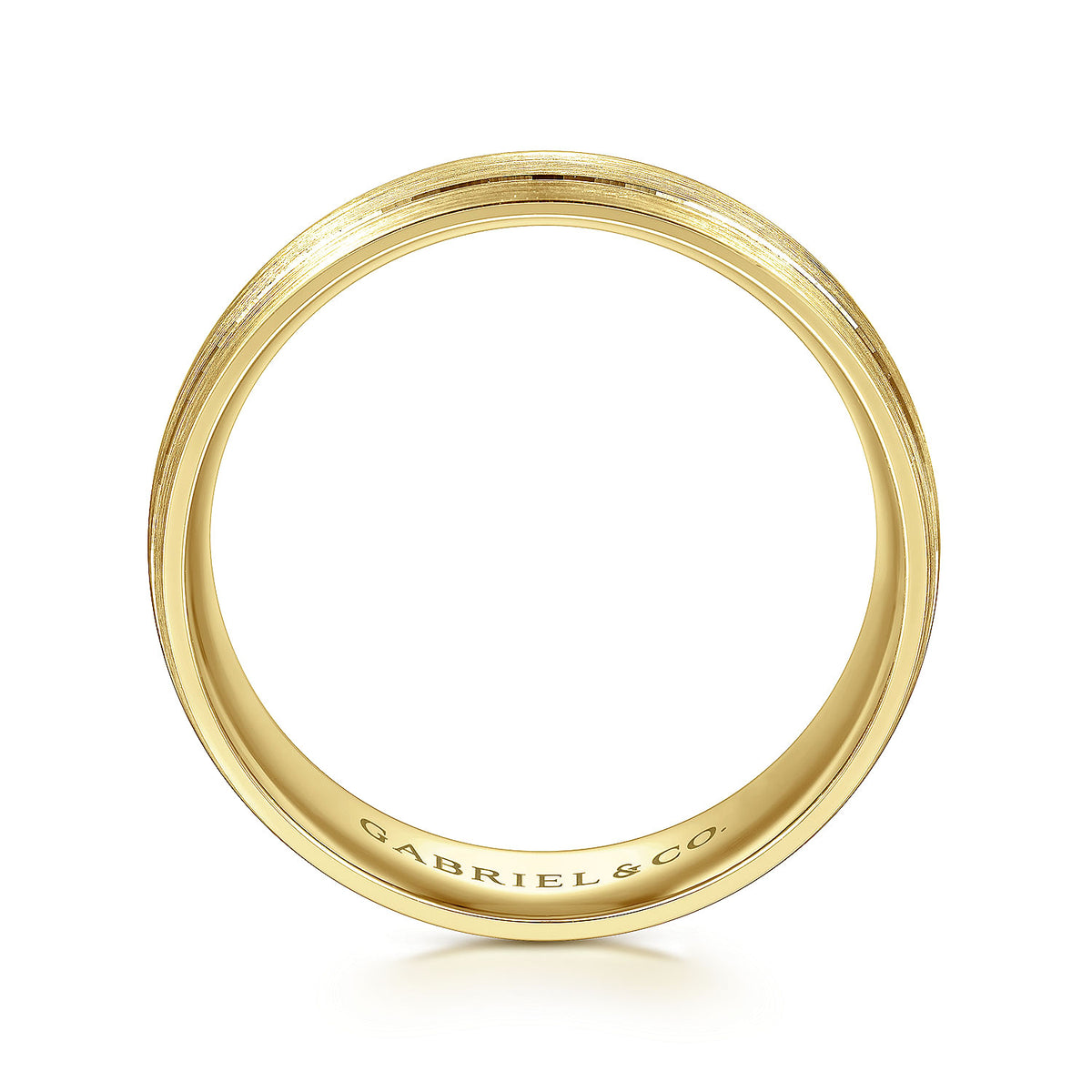 14K Yellow Gold 7mm - Men&#39;s Wedding Band in Satin Finish