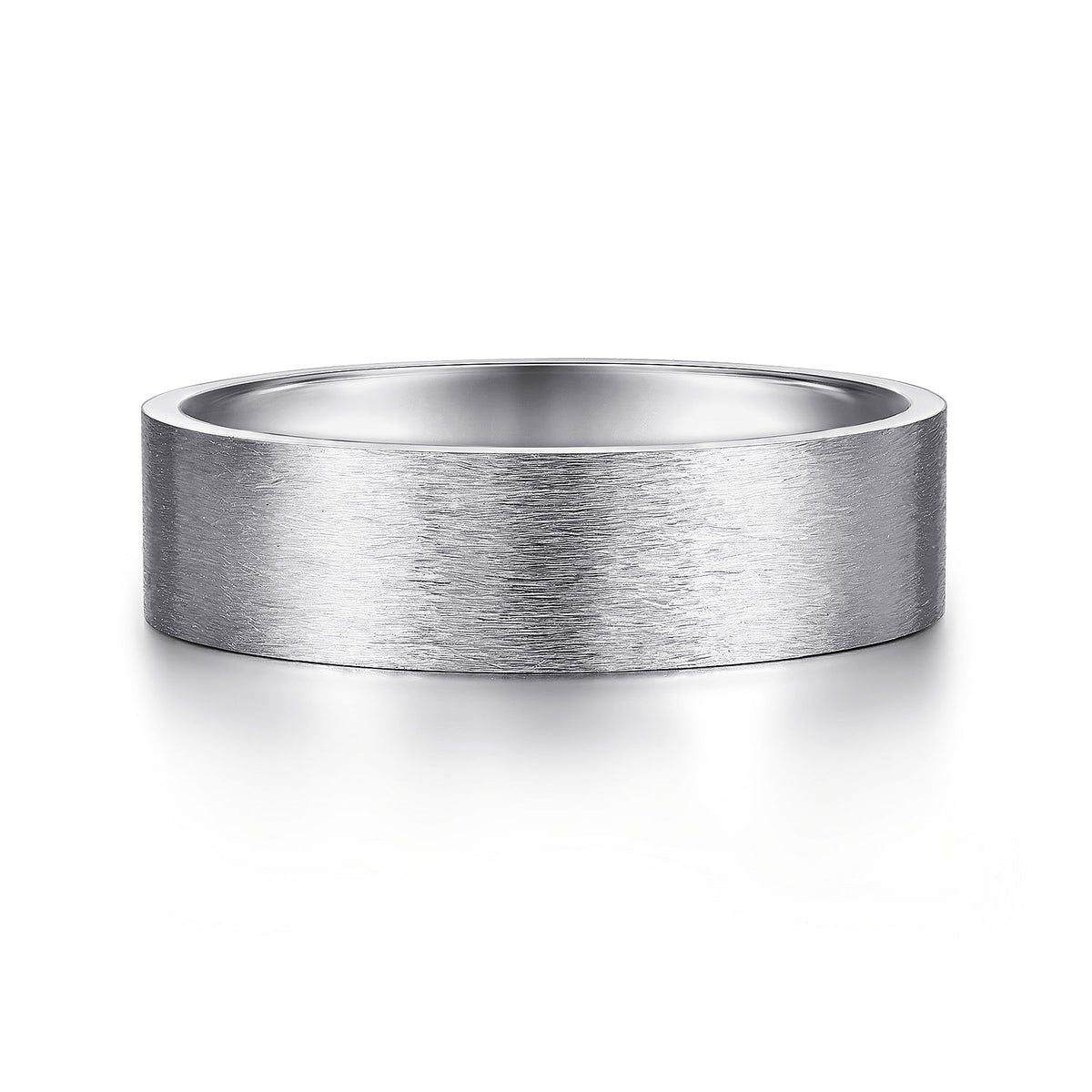 14K White Gold 6mm - Men&#39;s Wedding Band in Horizontal Brush Finish