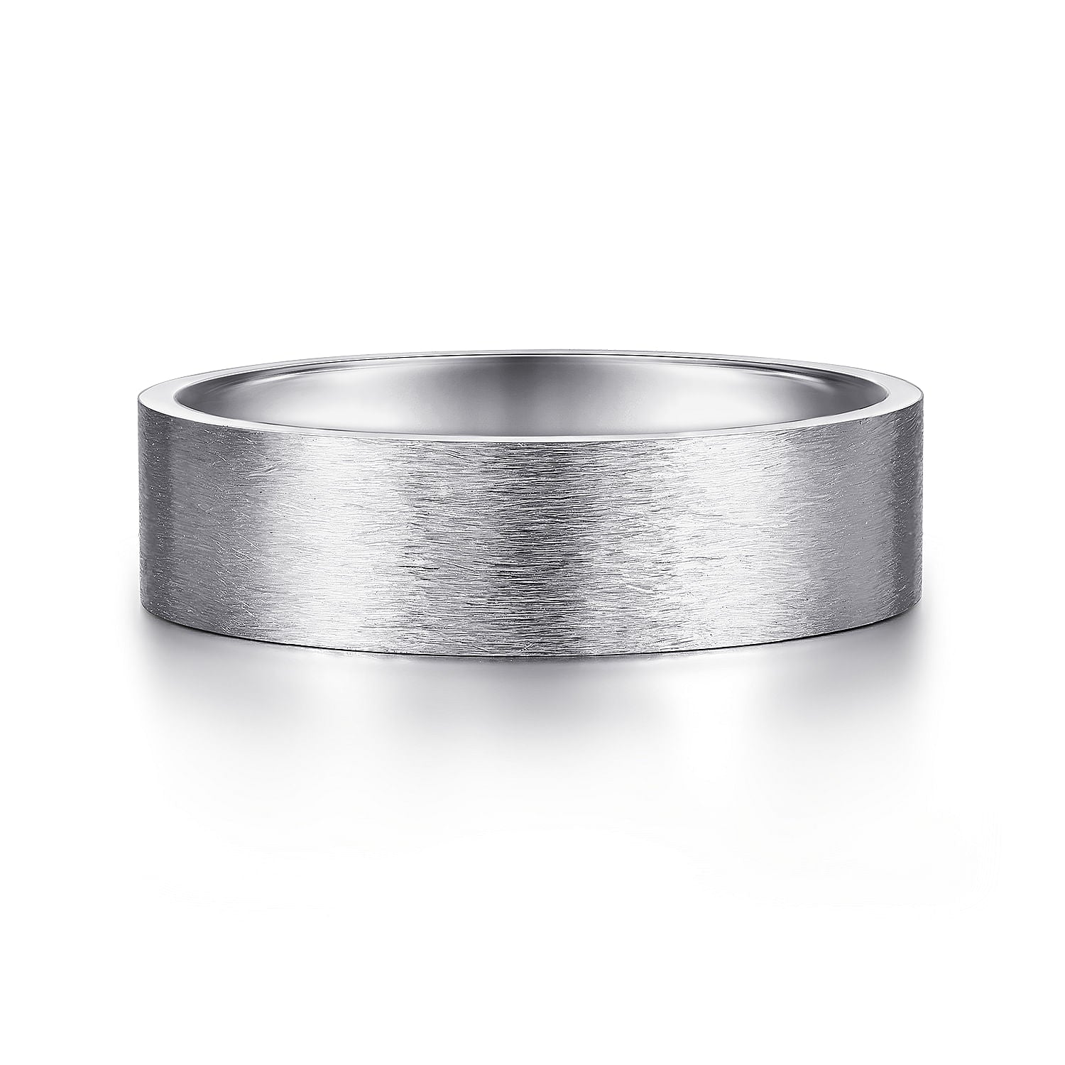 14K White Gold 6mm - Men's Wedding Band in Horizontal Brush Finish