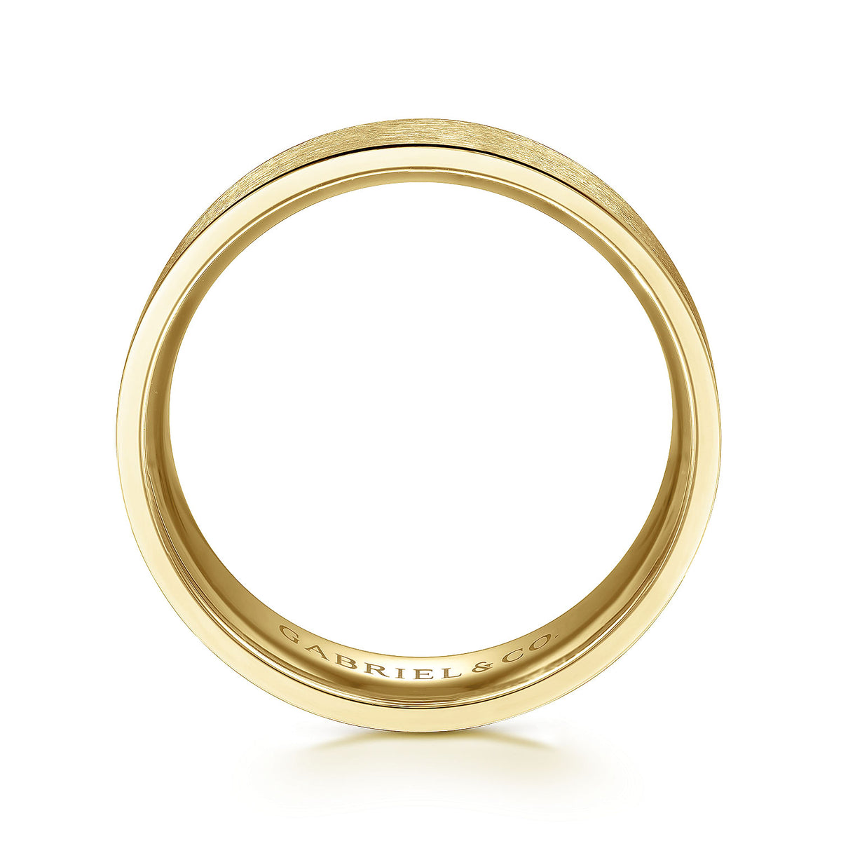 14K Yellow Gold 6mm - Men&#39;s Wedding Band in Horizontal Brush Finish
