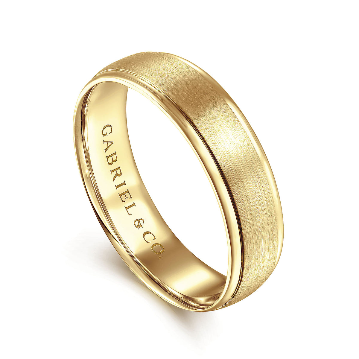 14K Yellow Gold 6mm - Men&#39;s Wedding Band in Satin Finish