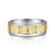 14K White-Yellow Gold 7mm - Hammered Station Men's Wedding Band