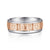 14K White-Rose Gold 7mm - Hammered Station Men's Wedding Band