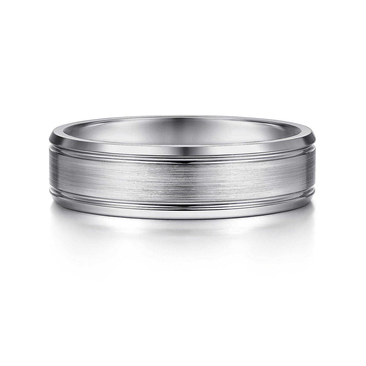 14K White Gold 6mm - Men's Wedding Band in Satin Finish