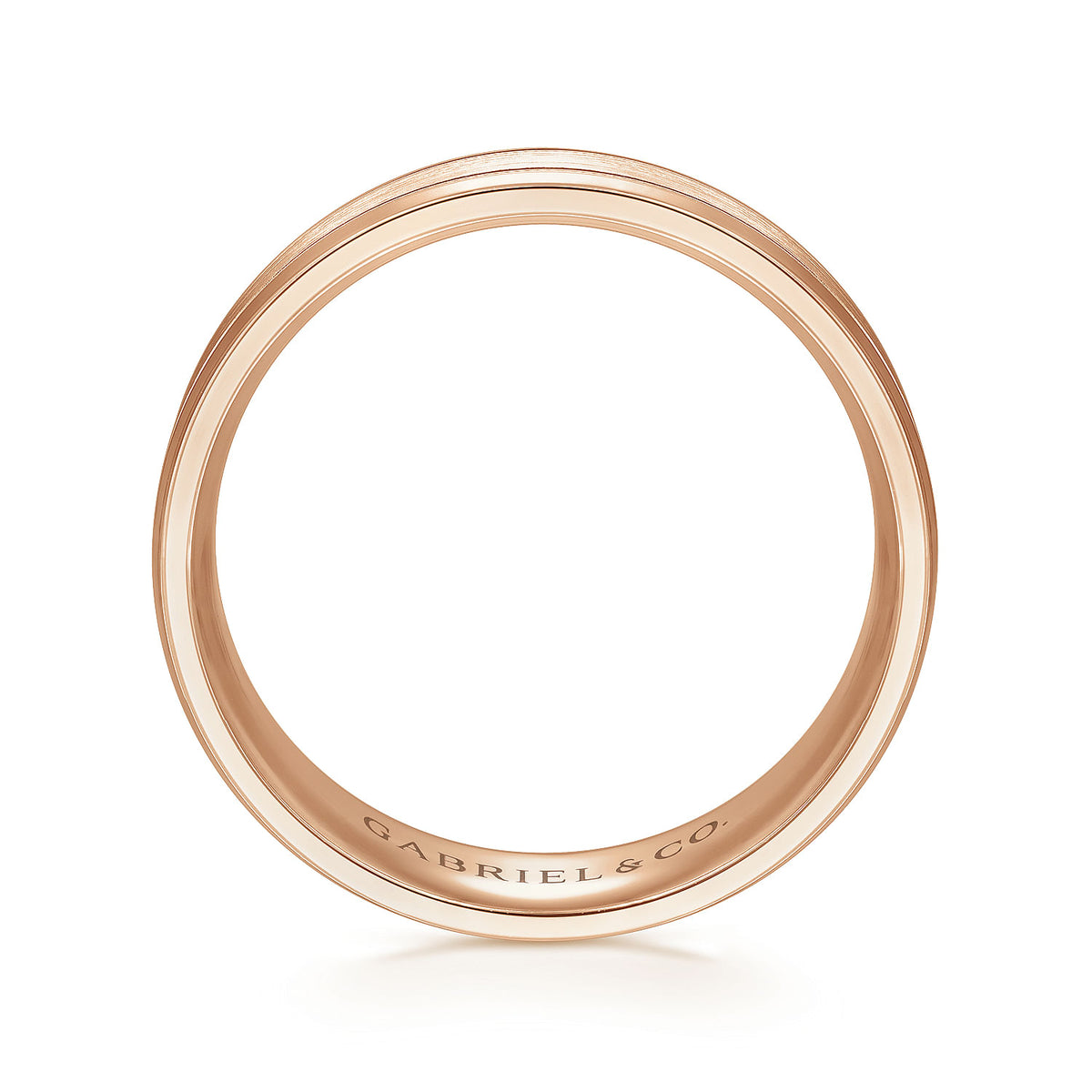 14K Rose Gold 6mm - Satin Polish Center and Milgrain Edge Men&#39;s Wedding Band