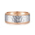 14K White-Rose Gold 8mm - Hammered Men's Wedding Band