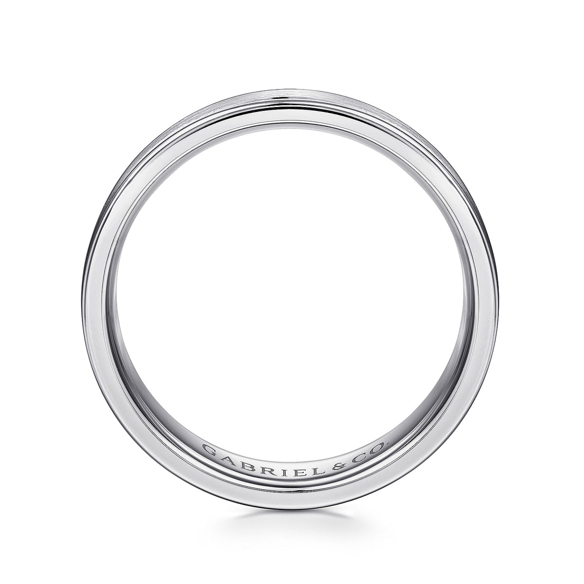 14K White Gold 6mm - Men&#39;s Wedding Band in Satin Finish