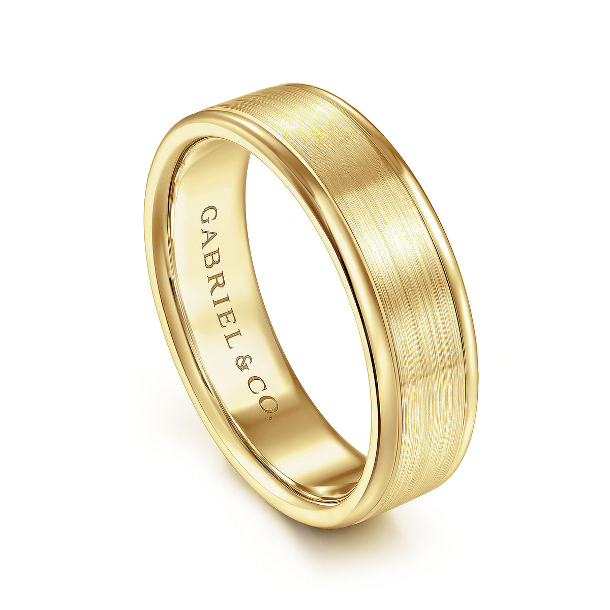 14K Yellow Gold 6mm - Men&#39;s Wedding Band in Satin Finish