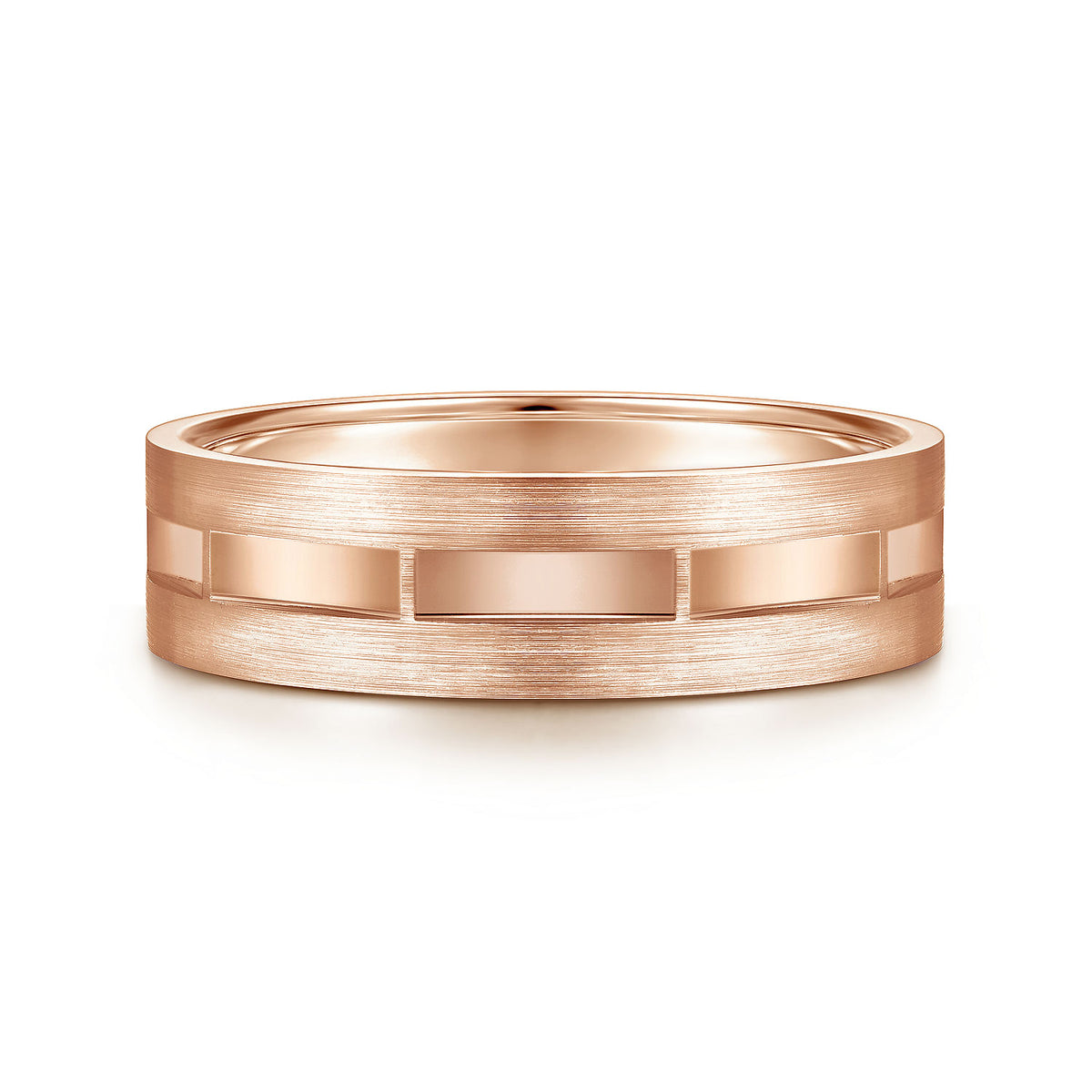 14K Rose Gold 6mm - Interwoven Men&#39;s Wedding Band in Brushed and Satin Finish