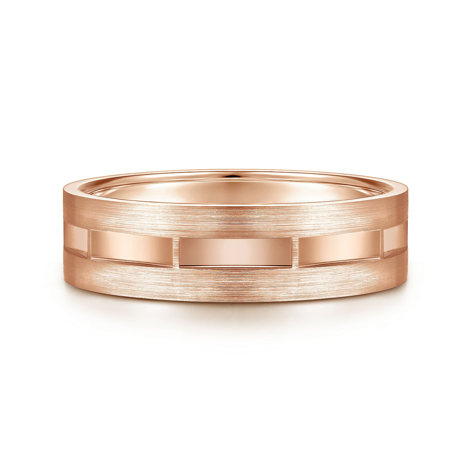 14K Rose Gold 6mm - Interwoven Men's Wedding Band in Brushed and Satin Finish