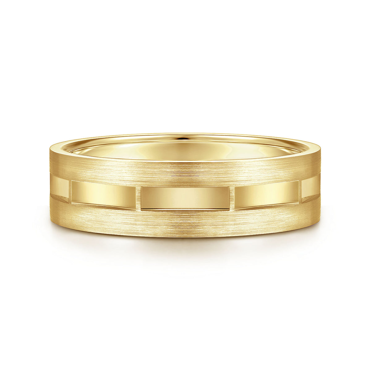14K Yellow Gold 6mm - Interwoven Men&#39;s Wedding Band in Brushed and Satin Finish