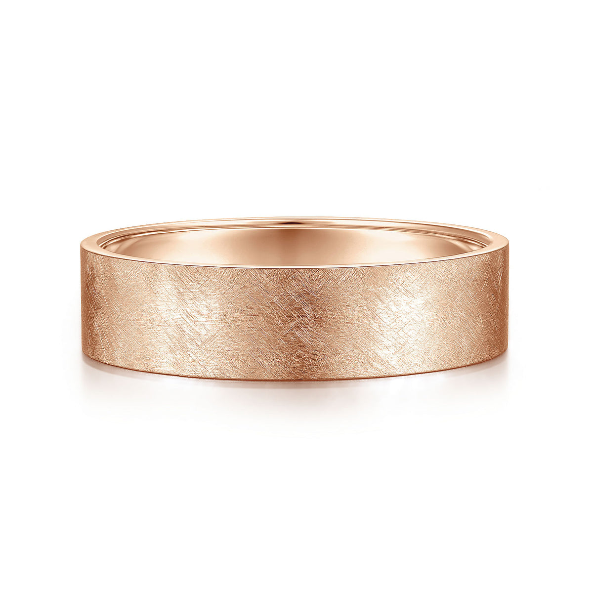 14K Rose Gold 6mm - Brushed Finish Men&#39;s Wedding Band