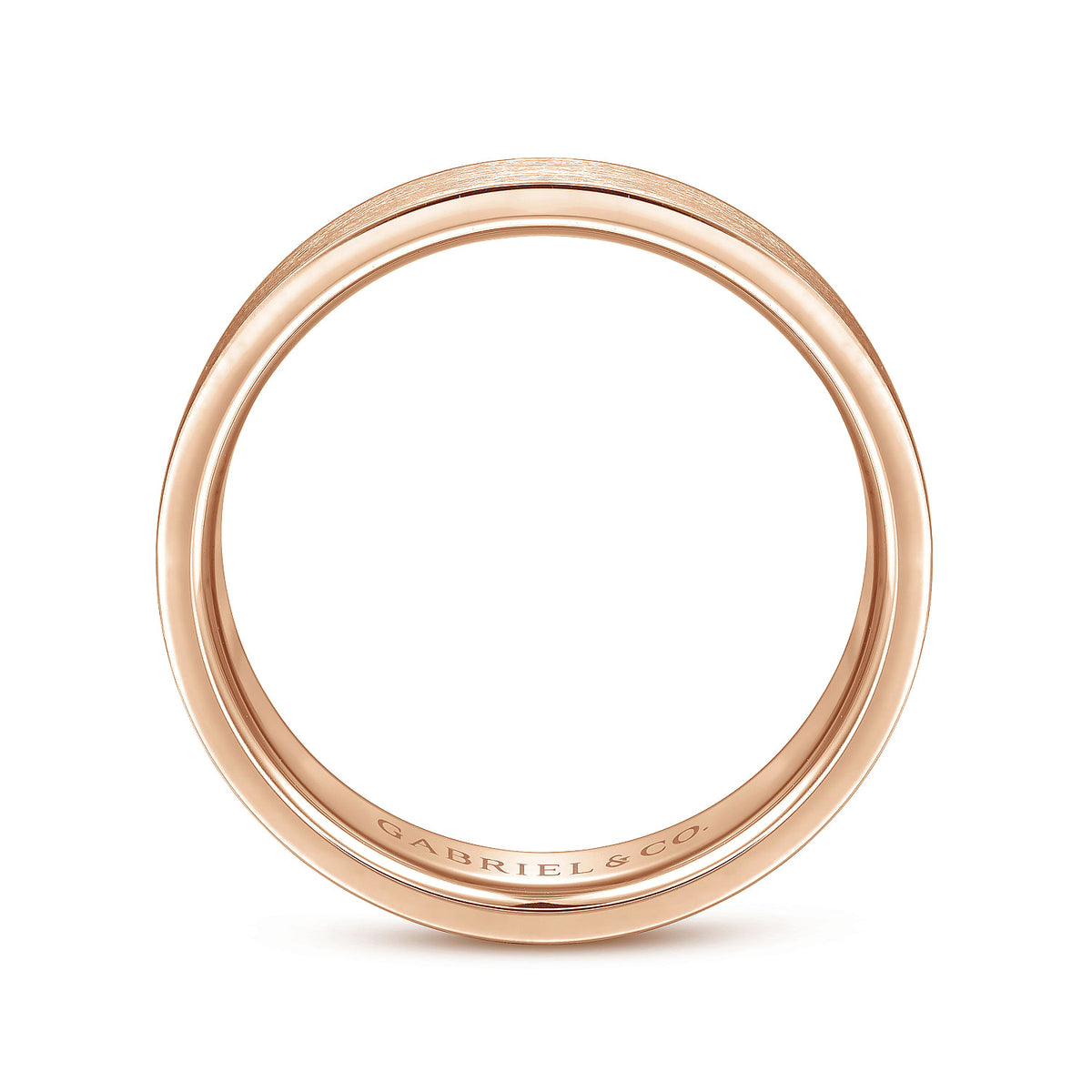 14K Rose Gold 6mm - Brushed Finish Men&#39;s Wedding Band