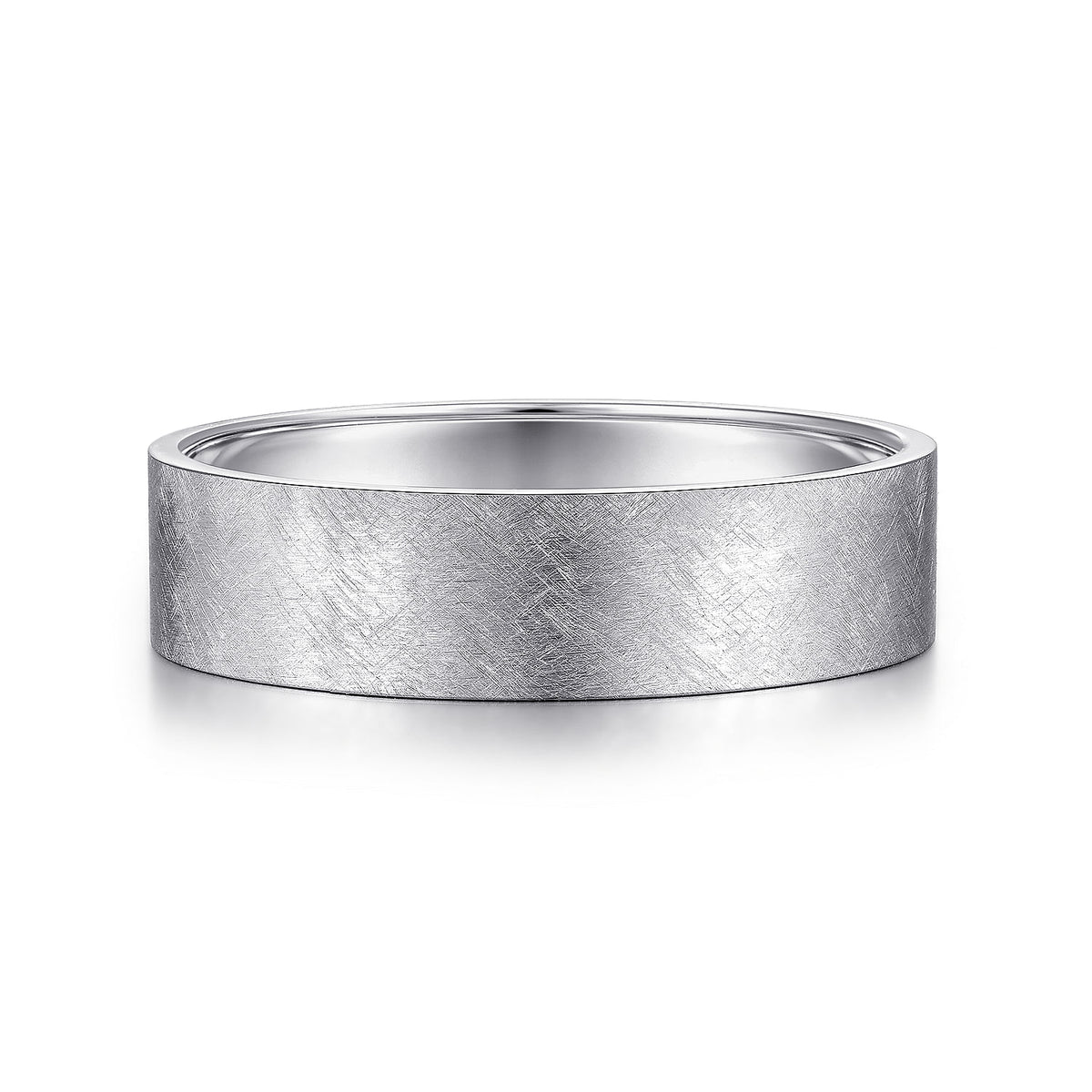 14K White Gold 6mm - Brushed Finish Men&#39;s Wedding Band