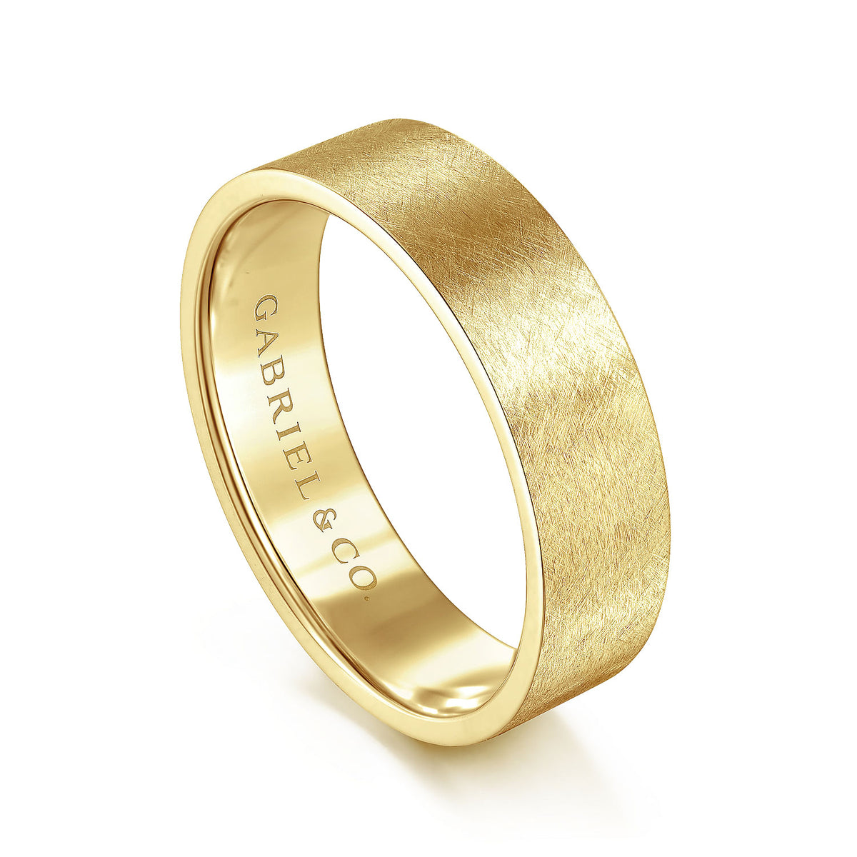 14K Yellow Gold 6mm - Brushed Finish Men&#39;s Wedding Band