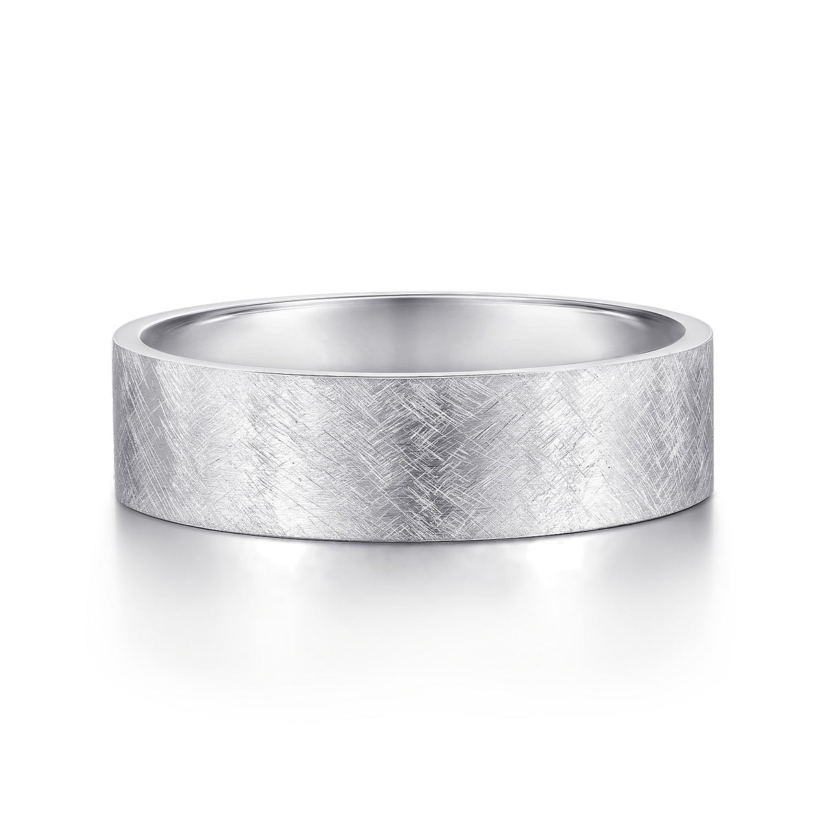 14K White Gold 6mm - Men&#39;s Wedding Band in Brushed Finish