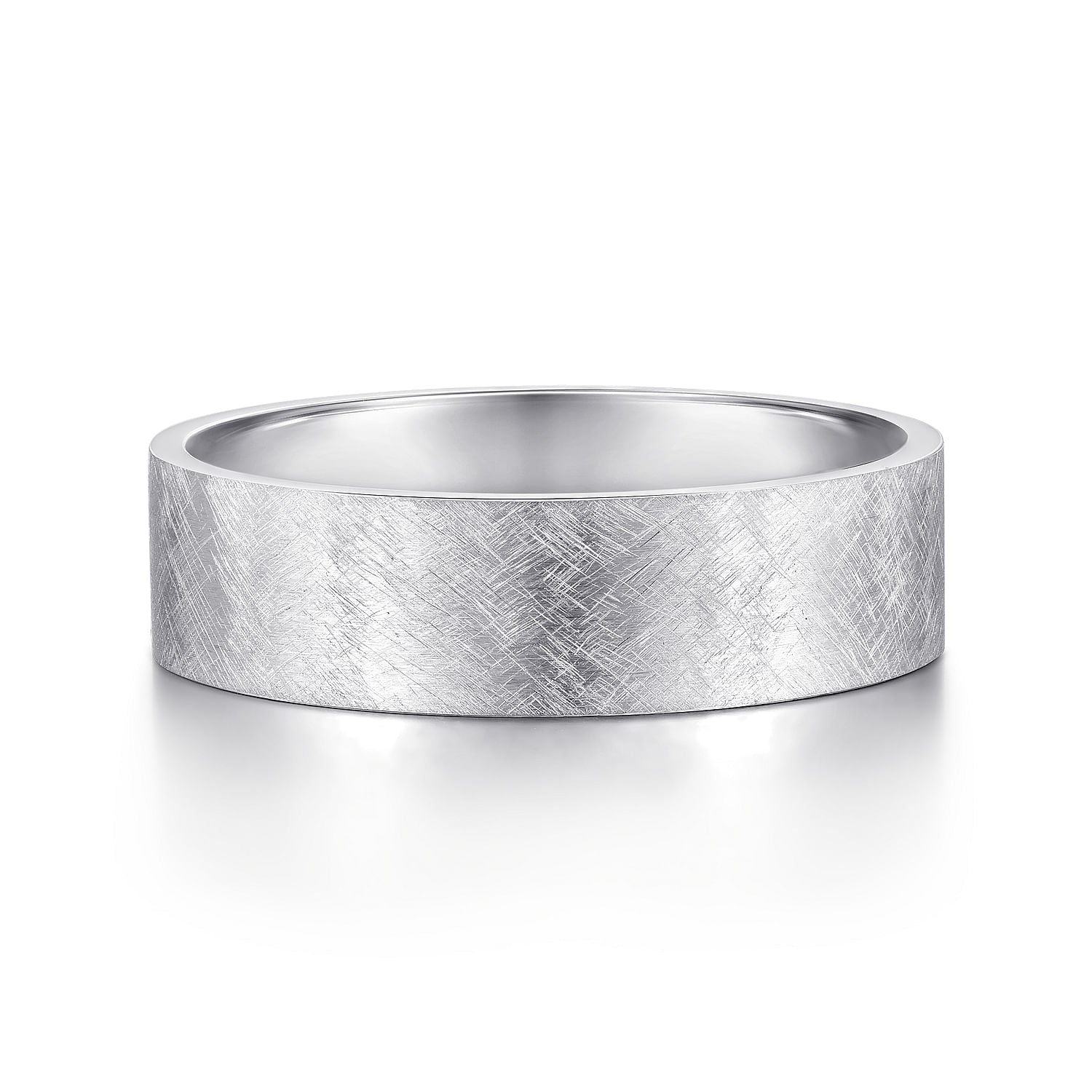 14K White Gold 6mm - Men's Wedding Band in Brushed Finish