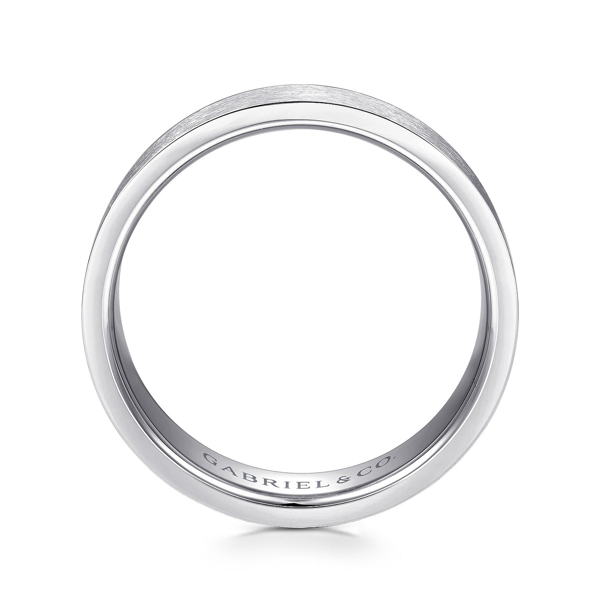 14K White Gold 6mm - Men&#39;s Wedding Band in Brushed Finish