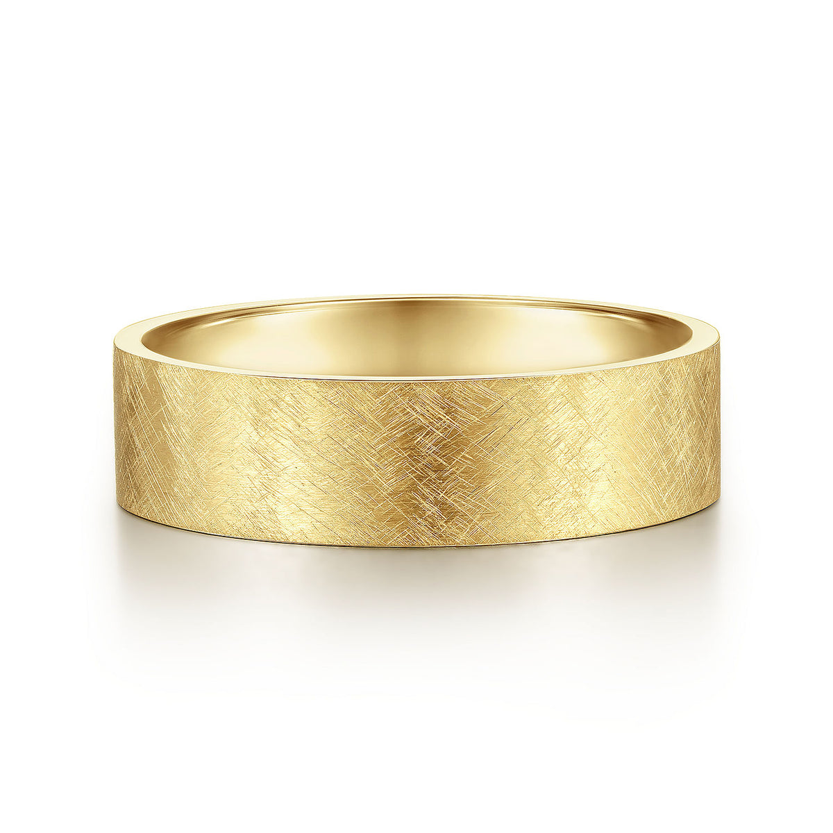 14K Yellow Gold 6mm - Men&#39;s Wedding Band in Brushed Finish