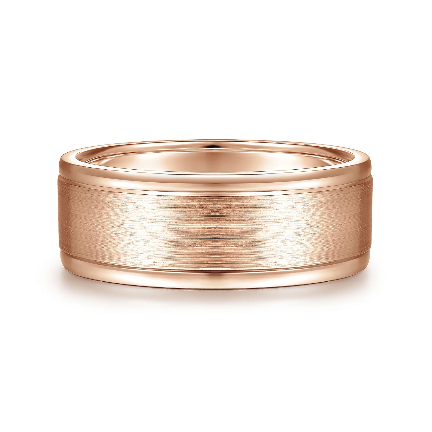 14K Rose Gold 8mm - Men's Wedding Band in Satin Finish