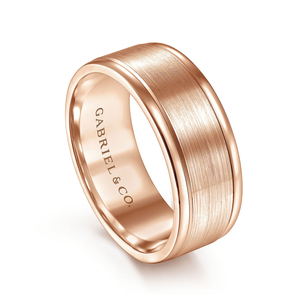 14K Rose Gold 8mm - Men&#39;s Wedding Band in Satin Finish