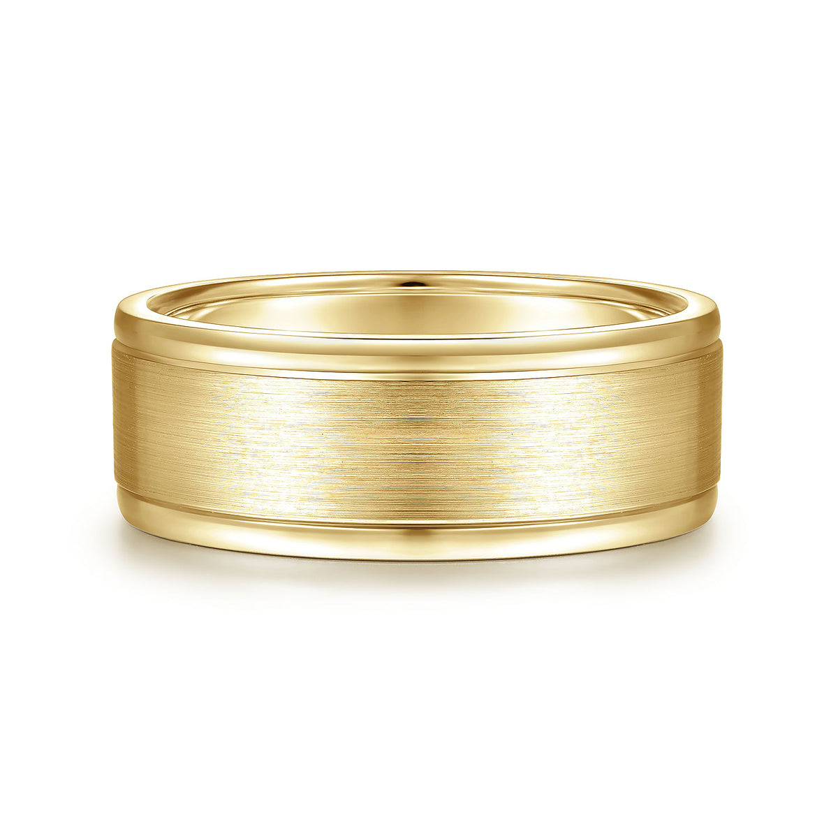 14K Yellow Gold 8mm - Men&#39;s Wedding Band in Satin Finish