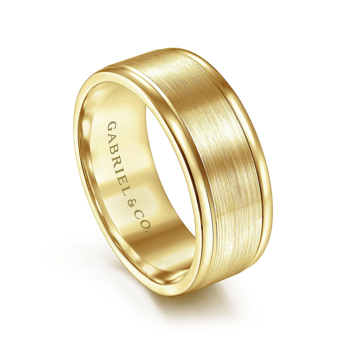 14K Yellow Gold 8mm - Men&#39;s Wedding Band in Satin Finish