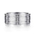 14K White Gold 8mm - Checkered Pattern Men's Wedding Band in Satin Finish