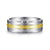 14K White-Yellow Gold 7mm - Three Row Satin Finish Men's Wedding Band in Two Tone