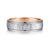 14K White-Rose Gold 6mm - Men's Wedding Band with Vertical Etching