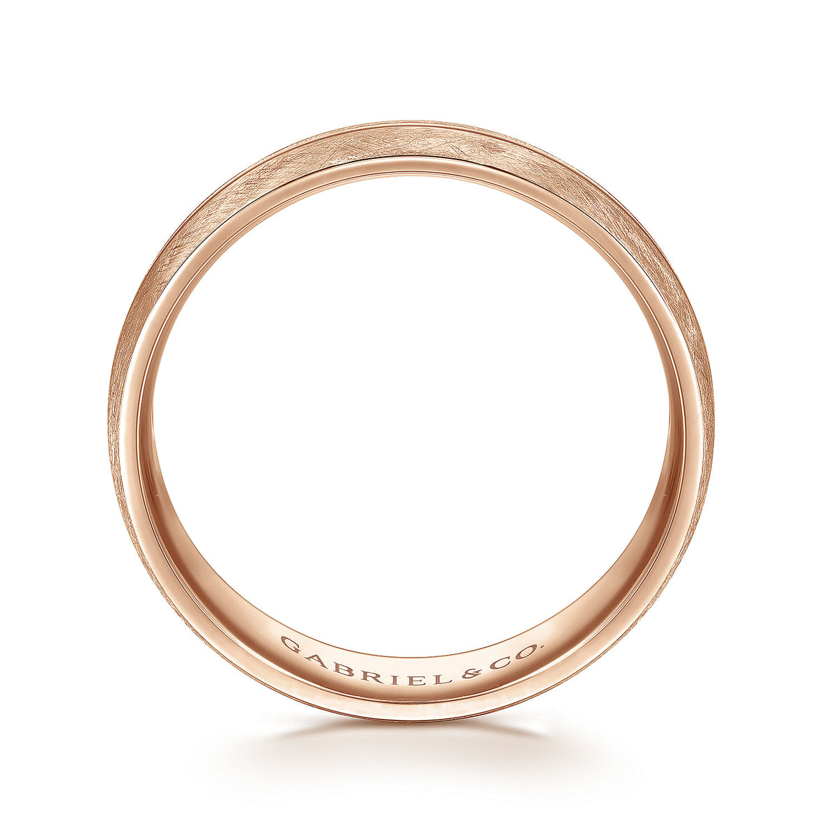 14K Rose Gold 6mm - Brushed Diamond Cut Men&#39;s Wedding Band