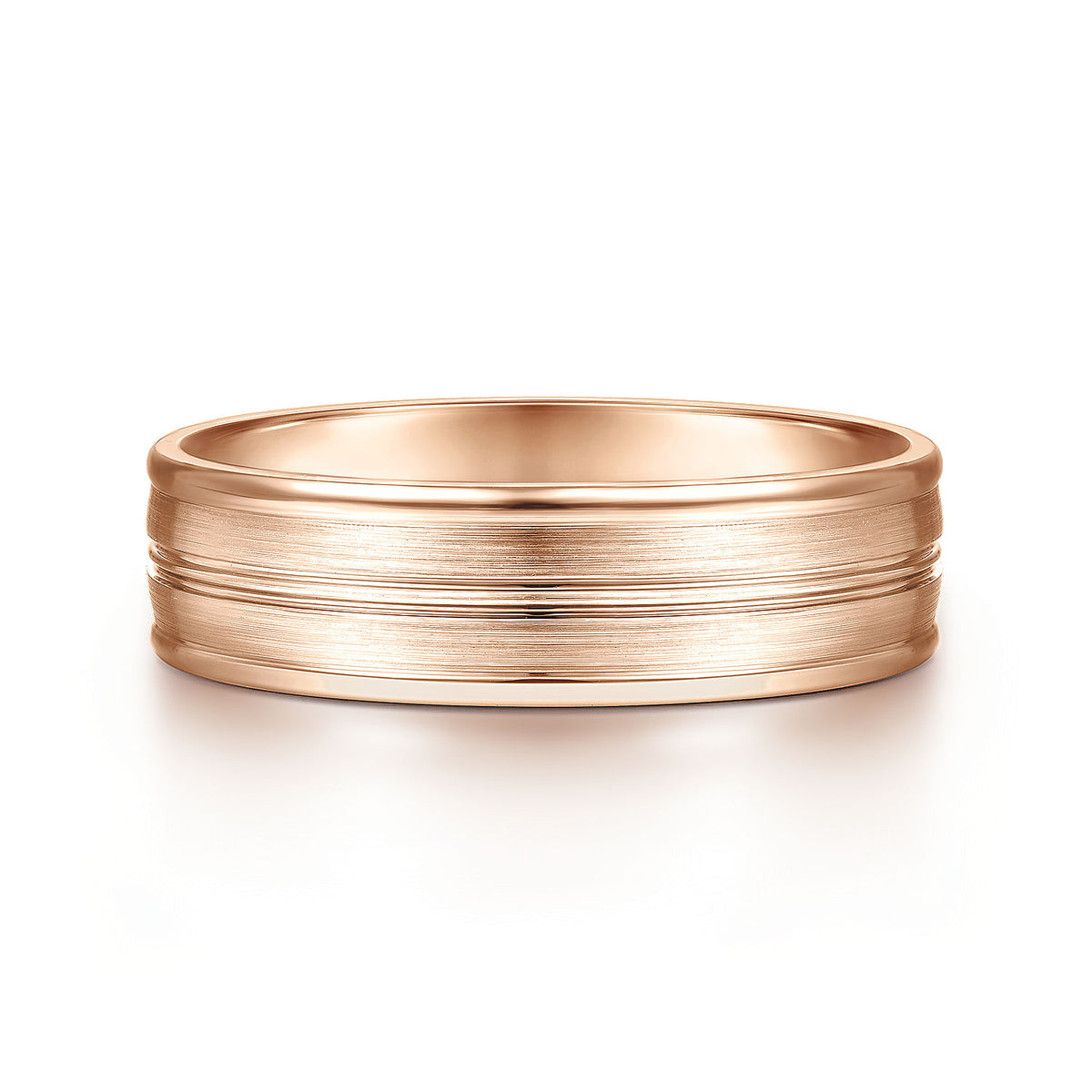 14K Rose Gold 6mm - Men&#39;s Wedding Band in Satin Finish