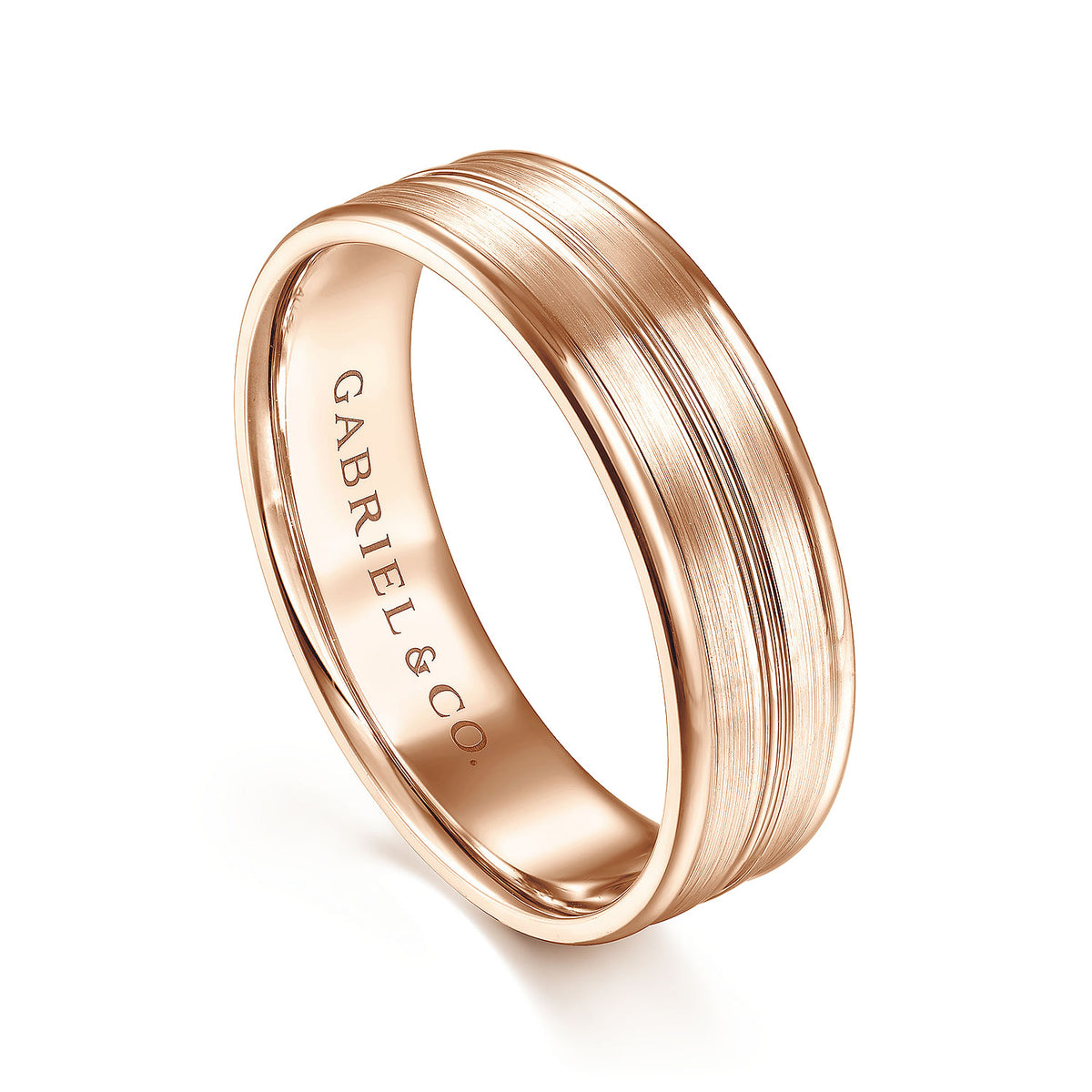 14K Rose Gold 6mm - Men&#39;s Wedding Band in Satin Finish