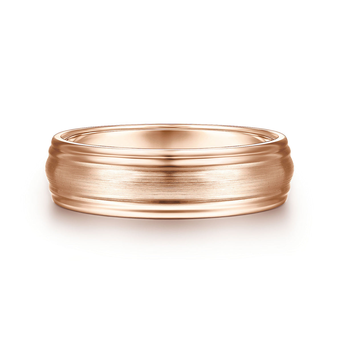 14K Rose Gold 6mm - Carved Men&#39;s Wedding Band in Satin Finish