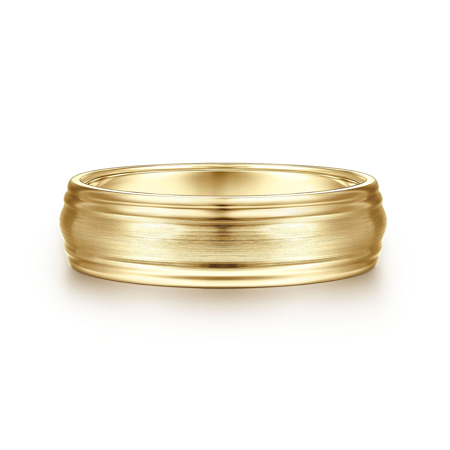 14K Yellow Gold 6mm - Carved Men's Wedding Band in Satin Finish