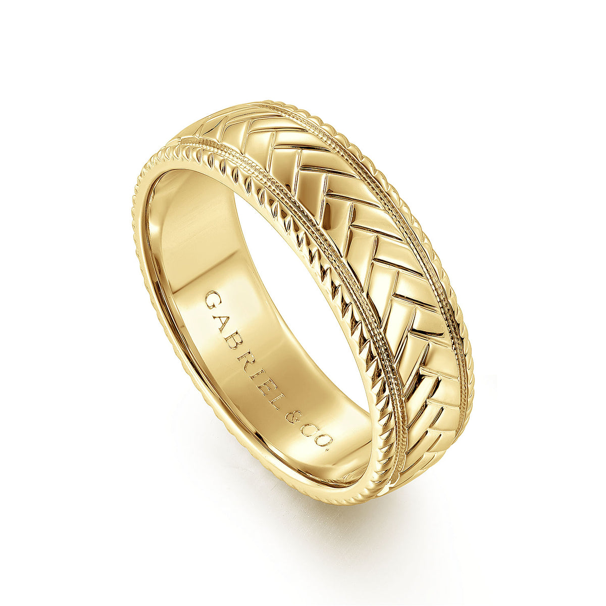 14K Yellow Gold 7mm - Men's Wedding Band High Polish Finish in High Polished Finish