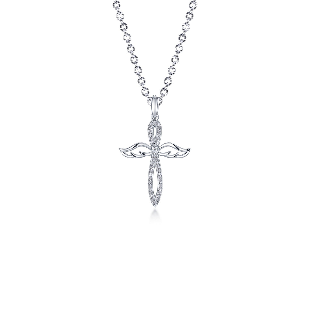 0.74 CTW Angel Wings Cross Necklace