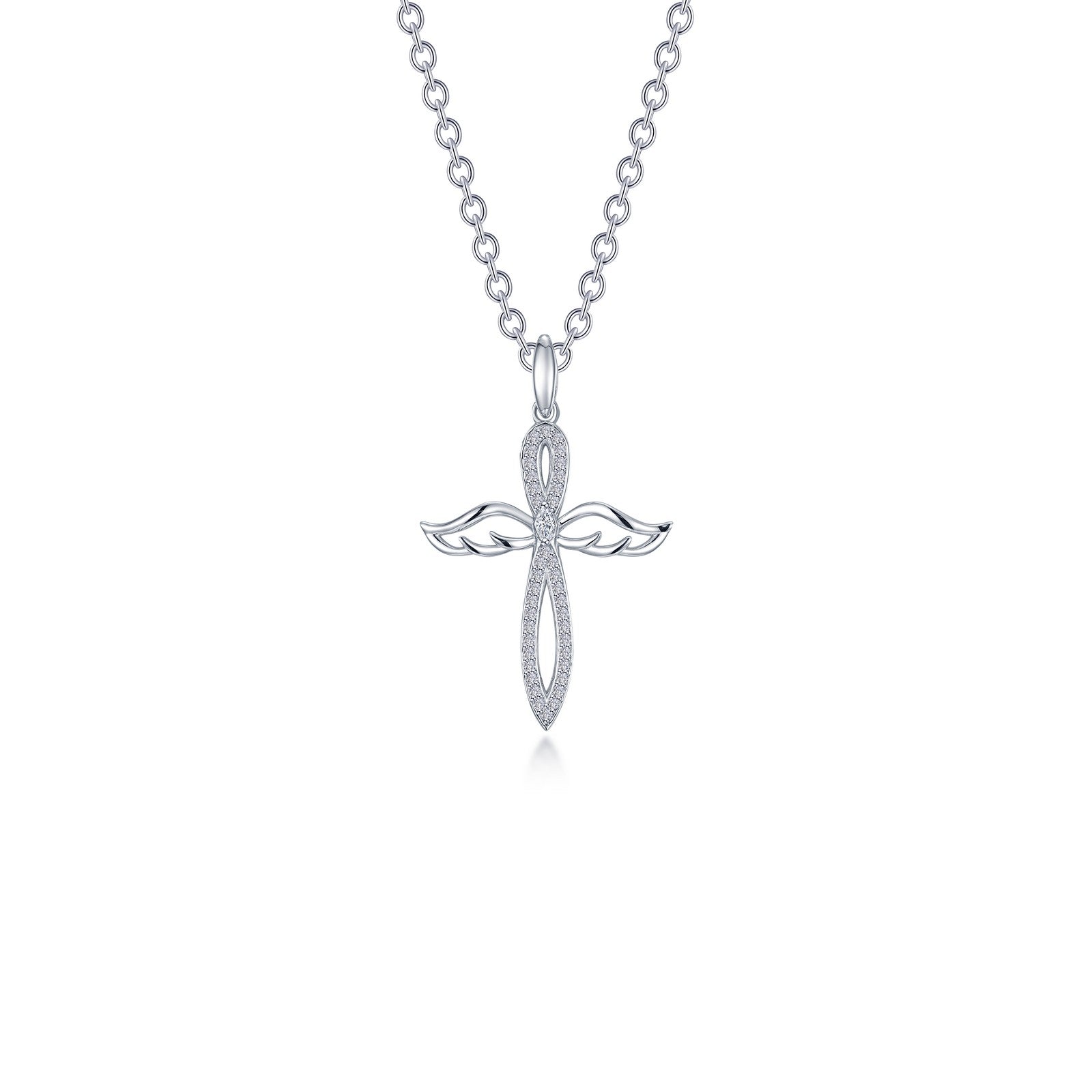 0.74 CTW Angel Wings Cross Necklace