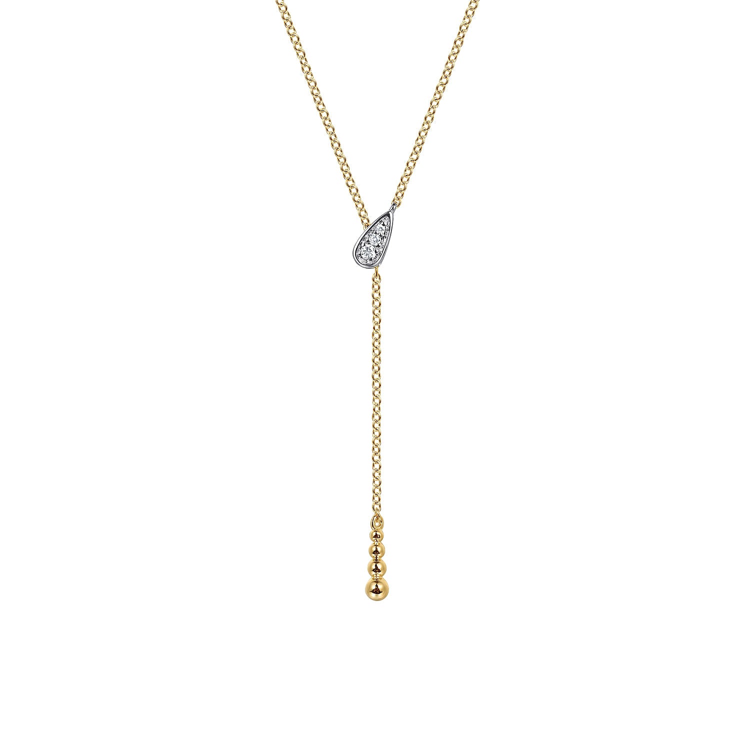 14K White & Yellow Gold Bujukan And Diamond Y Necklace