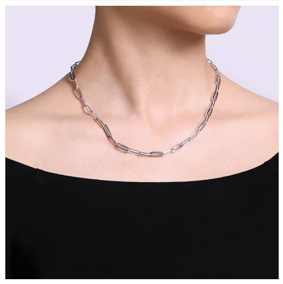 925 Sterling Silver Solid Paper Clip Chain Necklace