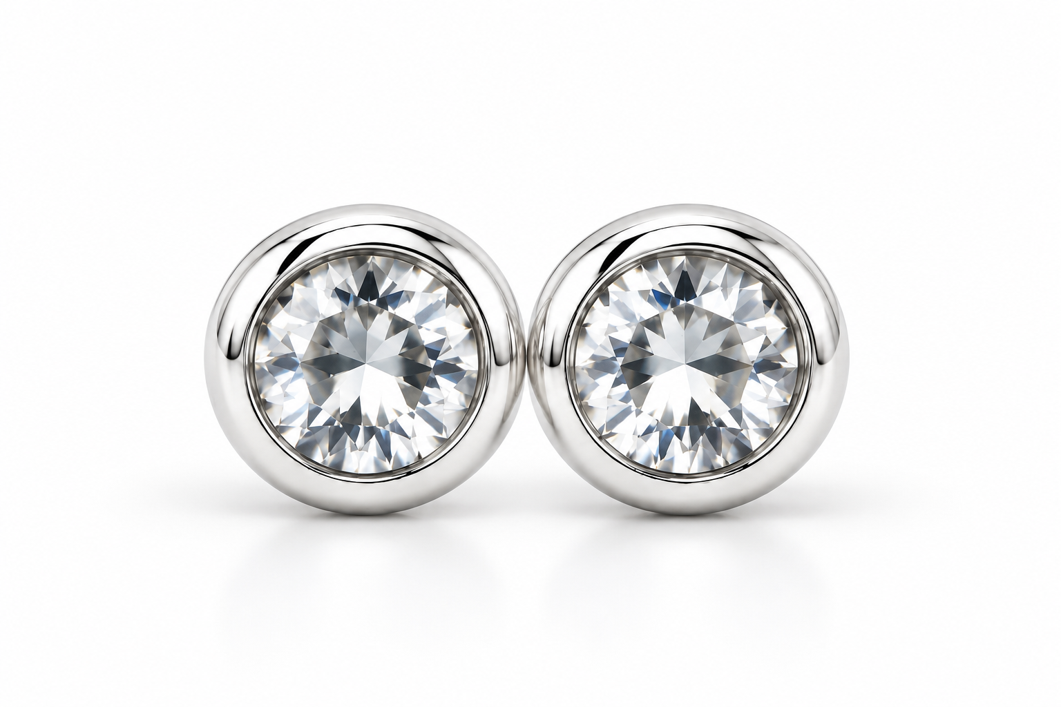 White Topaz Children Bezel-Set Stud Earrings – Classic Round Design