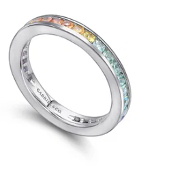 14K White Gold Pink, Green and White Sapphire Stackable Band by Gabriel